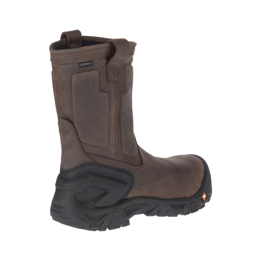 Bottes de Securite Merrell Strongfield Leather Pull On Waterproof Comp Toe Chocolat Homme | N.G.RXBR